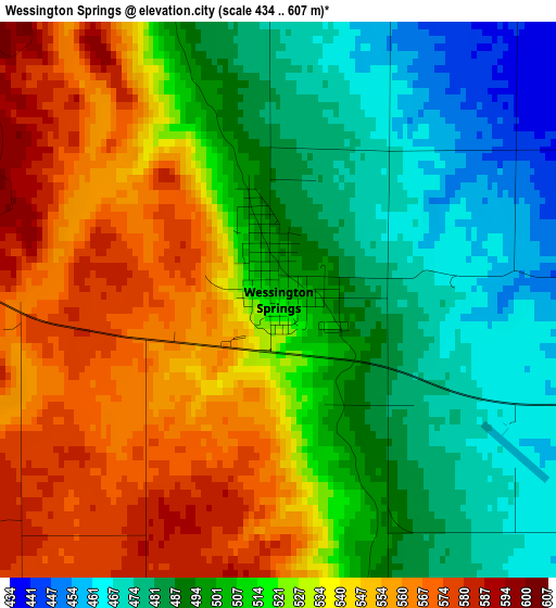 Wessington Springs elevation map