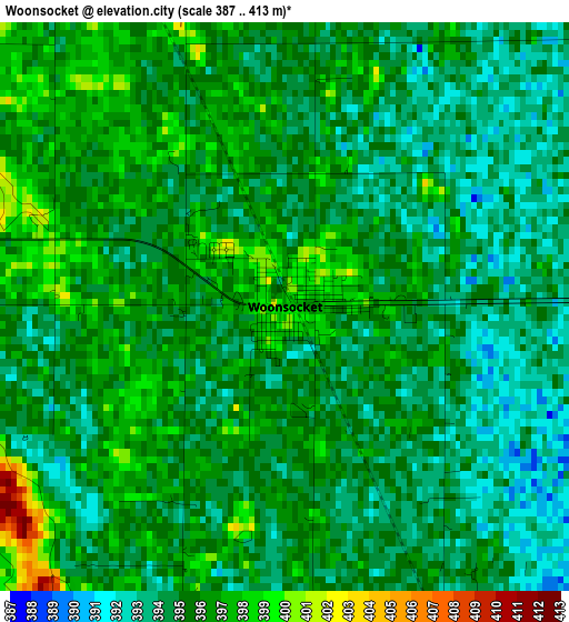 Woonsocket elevation map