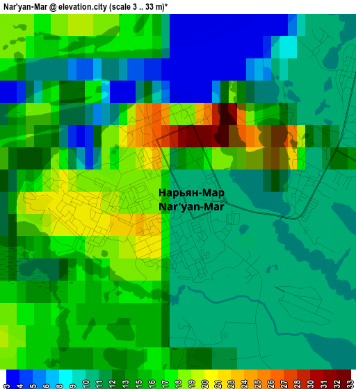 Nar'yan-Mar elevation map