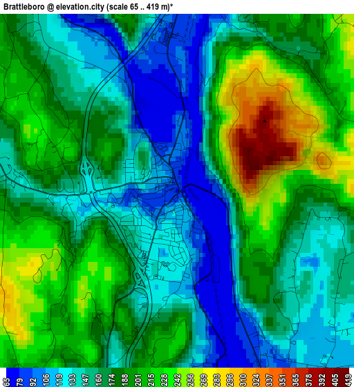 Brattleboro elevation map