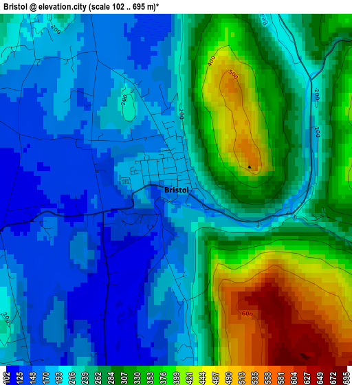 Bristol elevation map