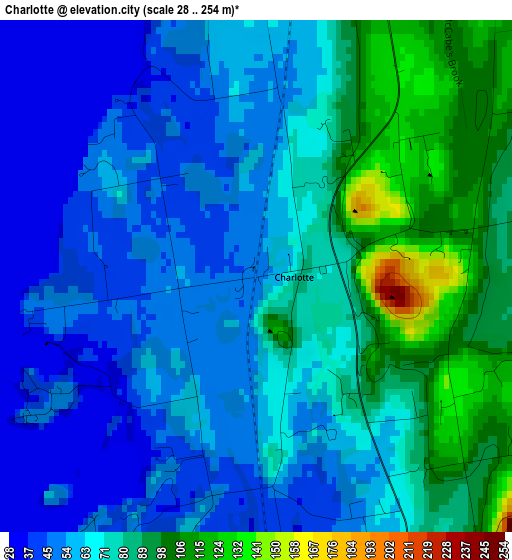 Charlotte elevation map