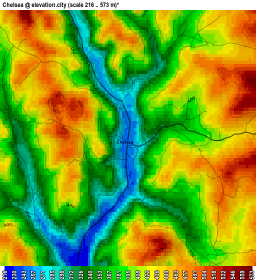 Chelsea elevation map