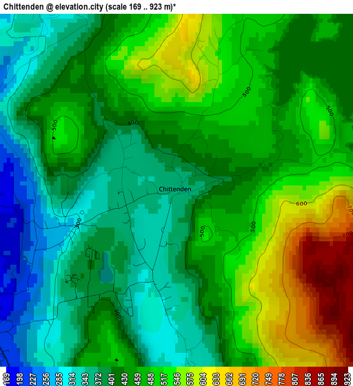 Chittenden elevation map