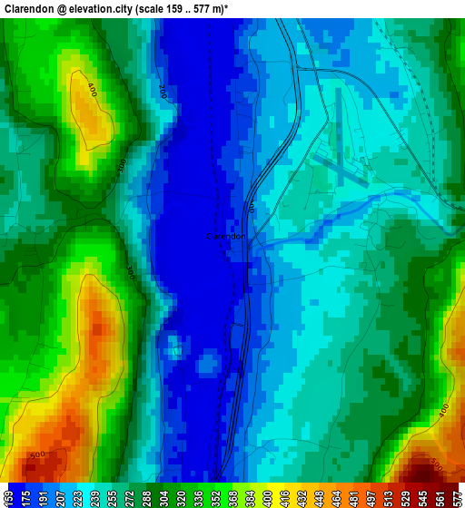 Clarendon elevation map