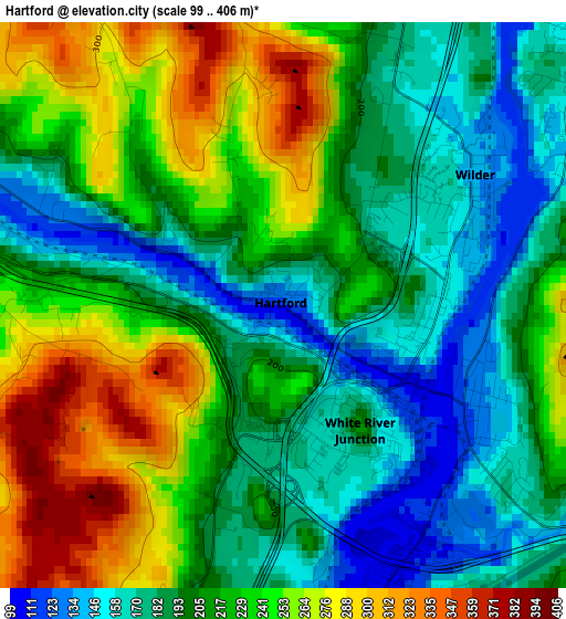 Hartford elevation map