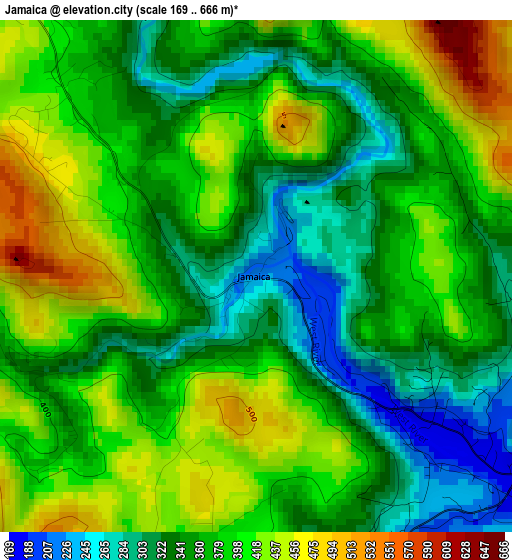 Jamaica elevation map