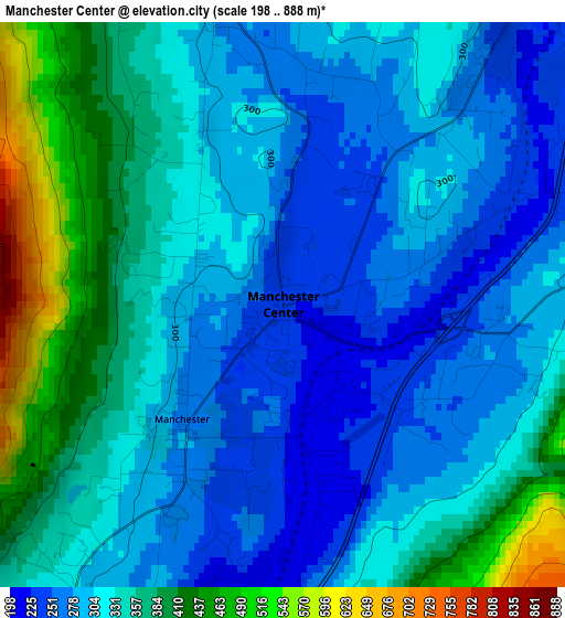 Manchester Center elevation map