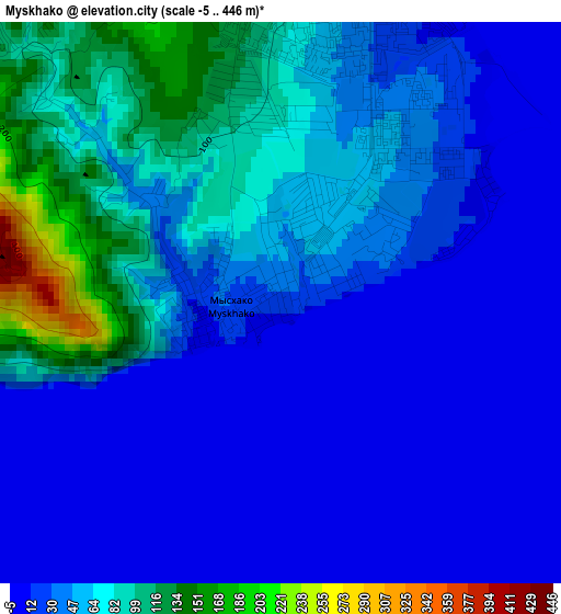 Myskhako elevation map