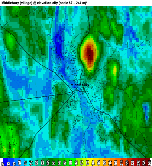 Middlebury (village) elevation map