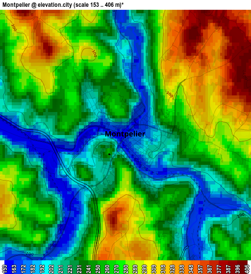 Montpelier elevation map