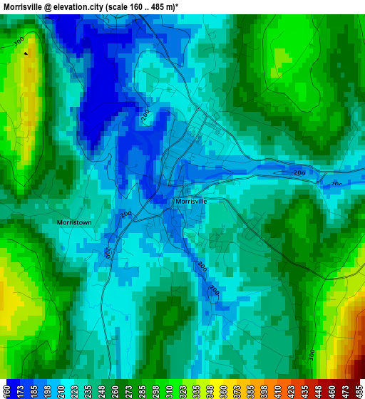 Morrisville elevation map