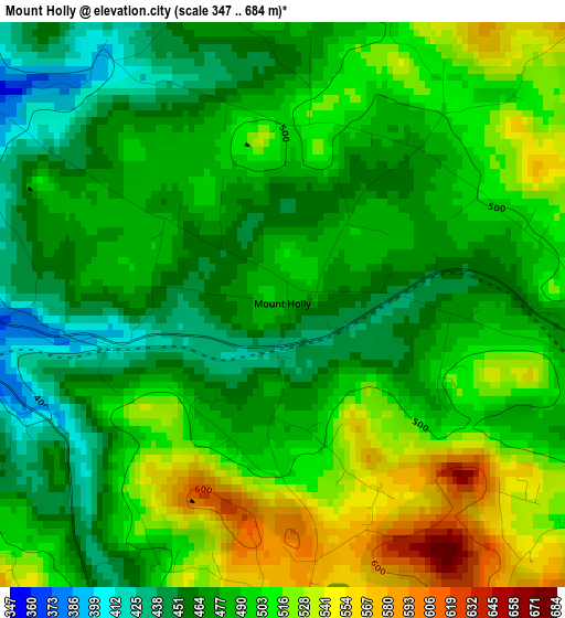 Mount Holly elevation map