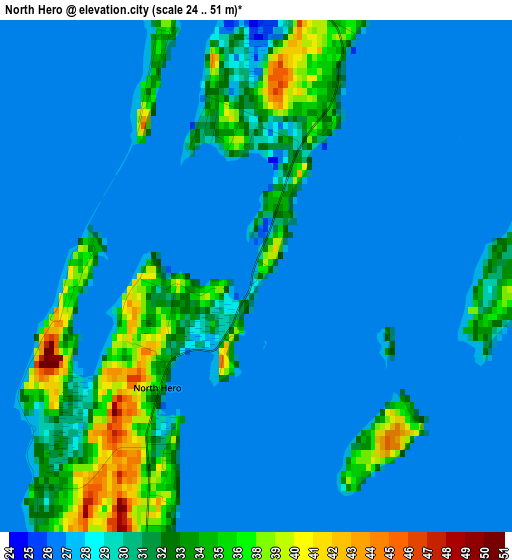 North Hero elevation map