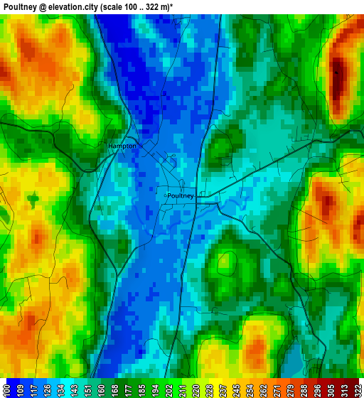 Poultney elevation map