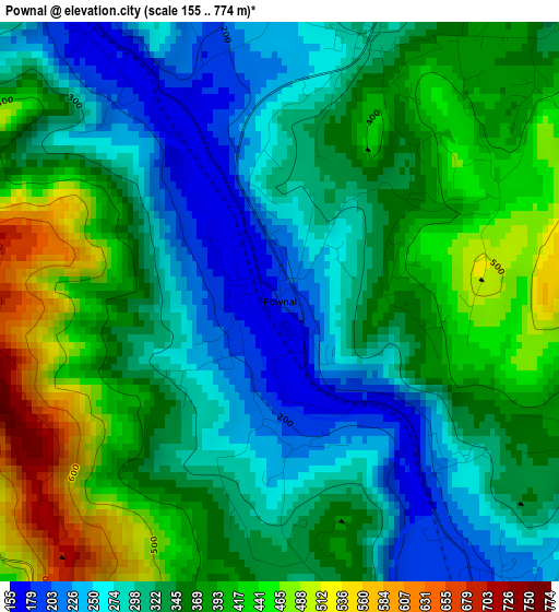 Pownal elevation map