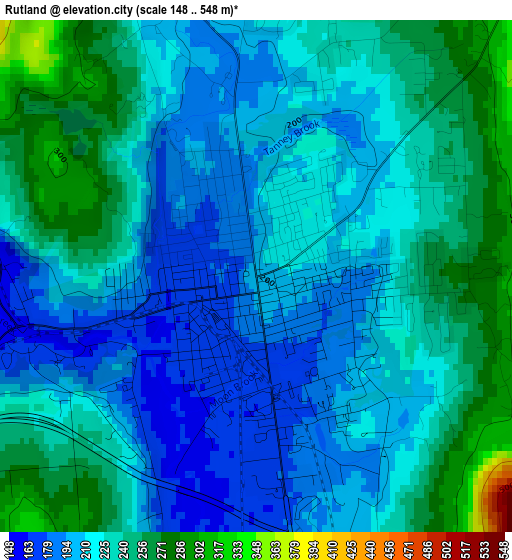 Rutland elevation map