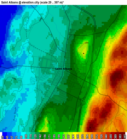 Saint Albans elevation map