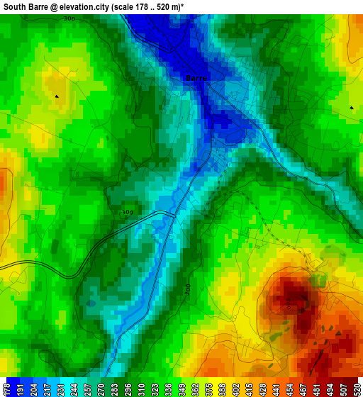 South Barre elevation map