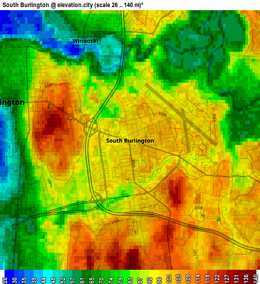 South Burlington elevation map