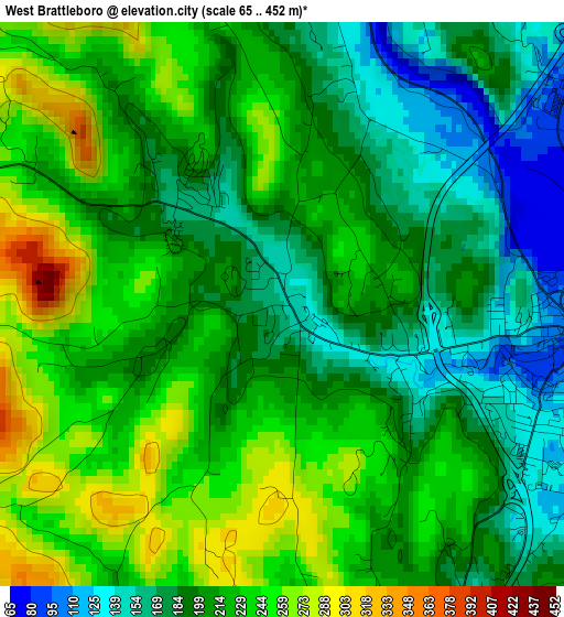 West Brattleboro elevation map