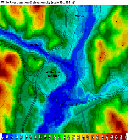 White River Junction elevation map