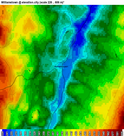 Williamstown elevation map