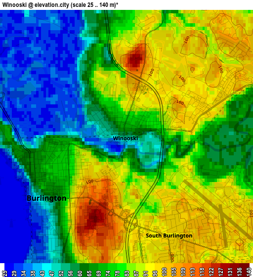 Winooski elevation map