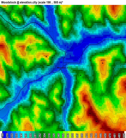 Woodstock elevation map