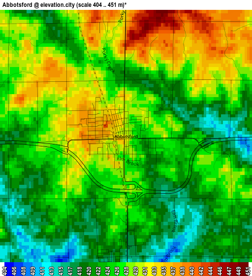 Abbotsford elevation map