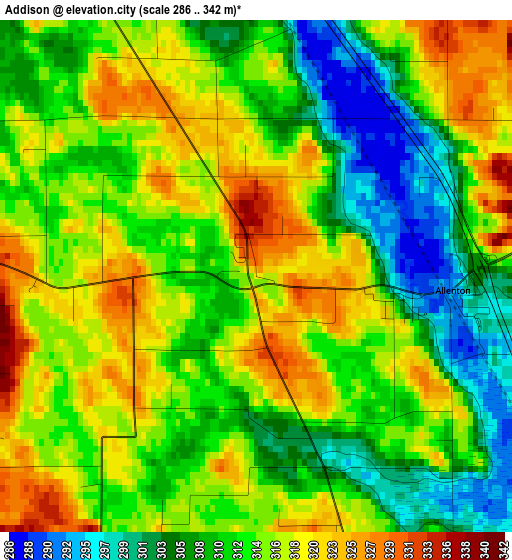 Addison elevation map