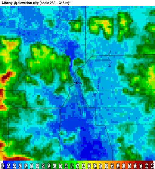 Albany elevation map