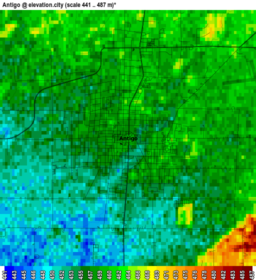 Antigo elevation map