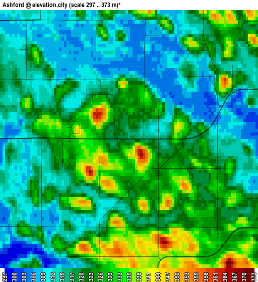 Ashford elevation map