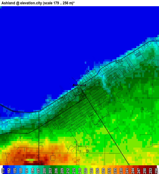 Ashland elevation map