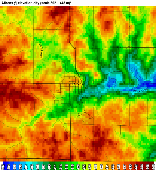 Athens elevation map