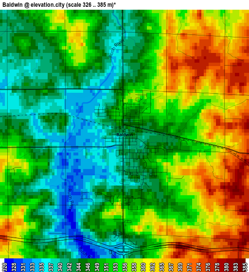 Baldwin elevation map