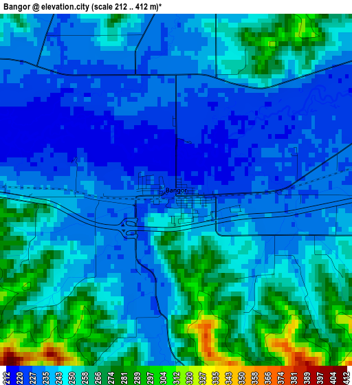 Bangor elevation map