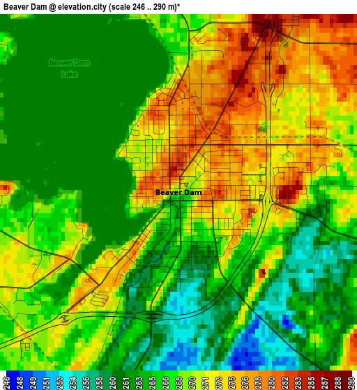 Beaver Dam elevation map