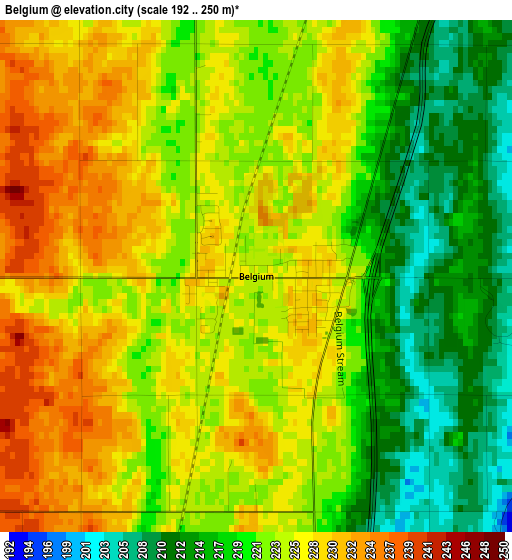 Belgium elevation map