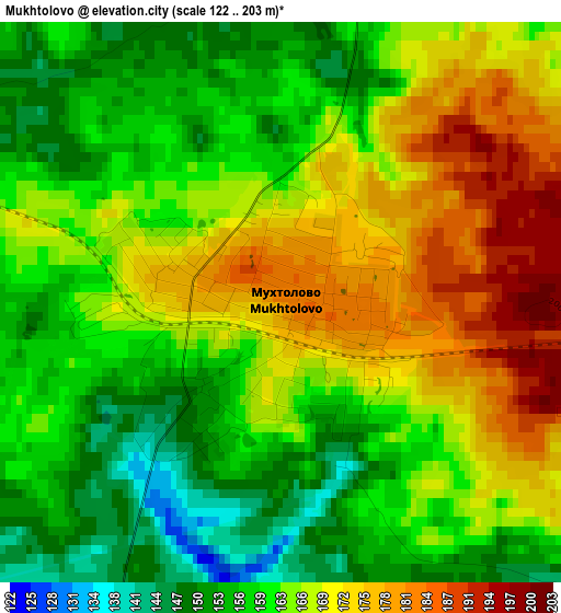 Mukhtolovo elevation map