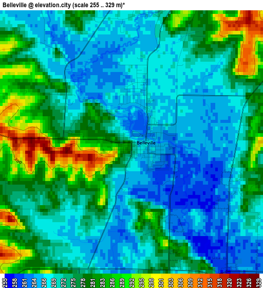 Belleville elevation map