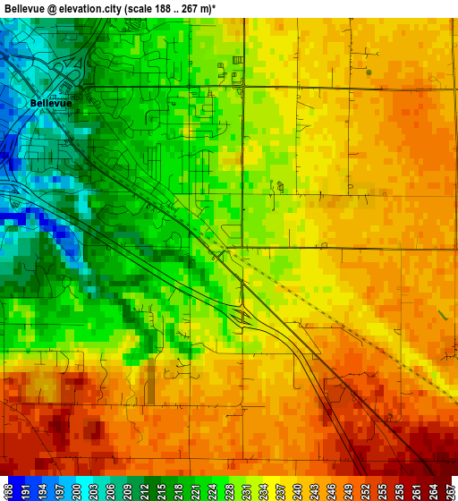 Bellevue elevation map