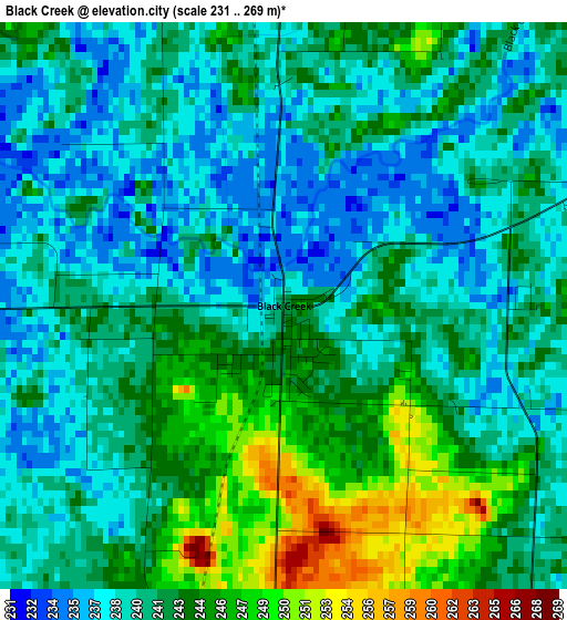 Black Creek elevation map