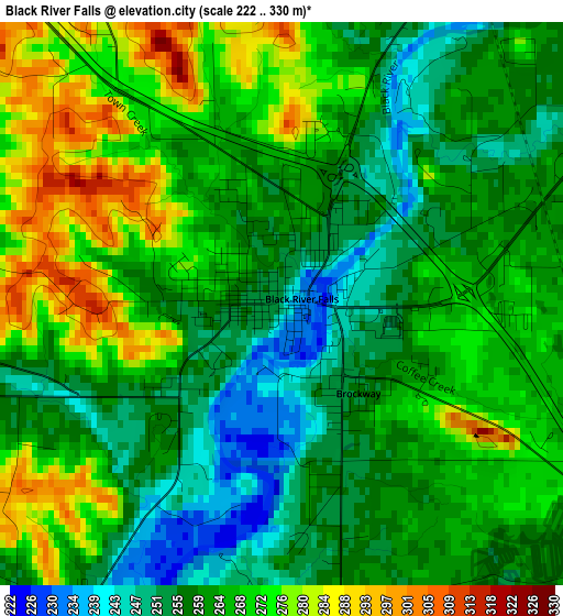 Black River Falls elevation map