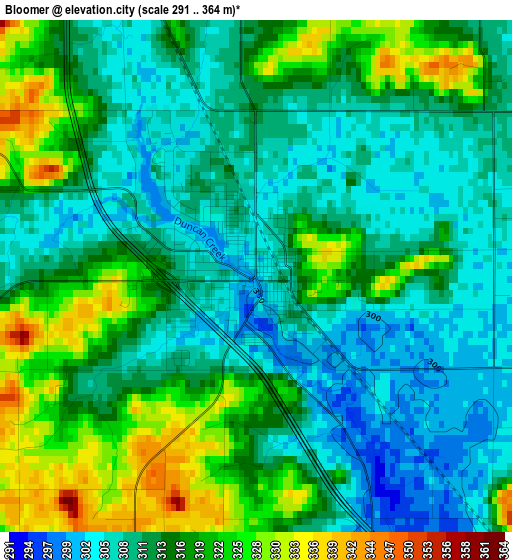 Bloomer elevation map