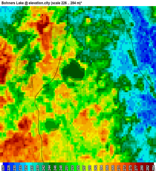 Bohners Lake elevation map