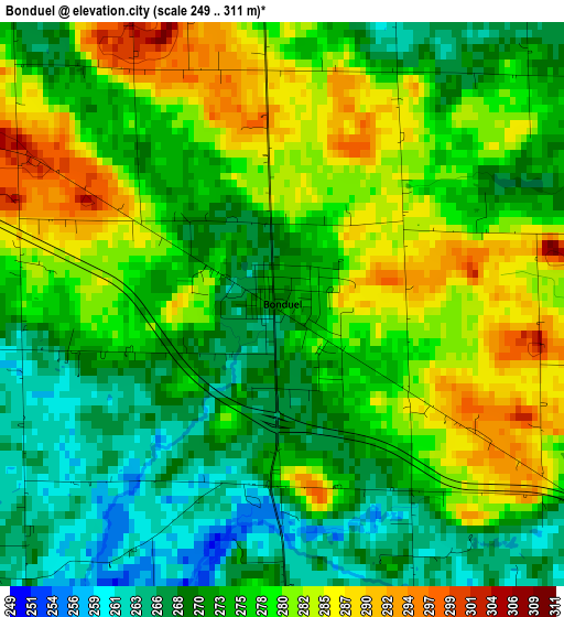 Bonduel elevation map