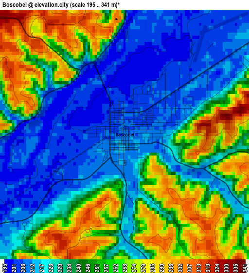 Boscobel elevation map