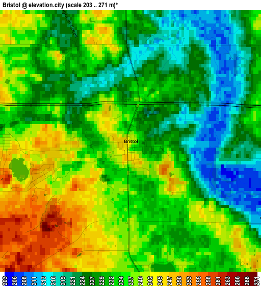 Bristol elevation map